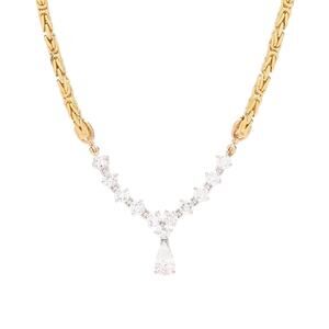 Vintage 3.3 cttw 18k Diamond Necklace On Byzantine Chain